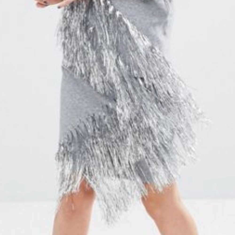 ASOS Co-ord Fitted Skirt with Metallic Fringing